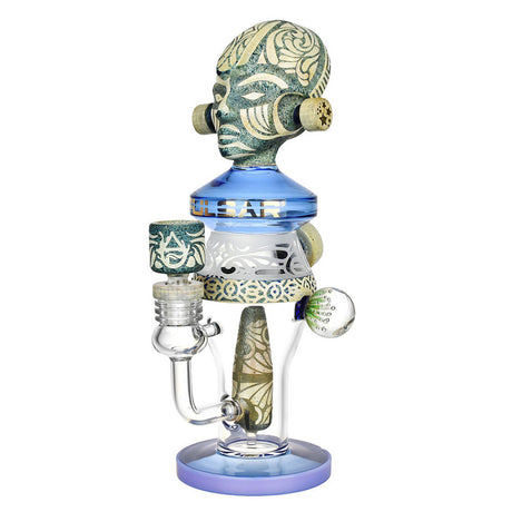 Pulsar High Priestess Water Pipe with Hieroglyph Design, 11" Height, Front View on White