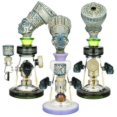 Pulsar Hieroglyph Series Ramses Water Pipe, 10", 14mm Female, Borosilicate Glass, Multiple Views