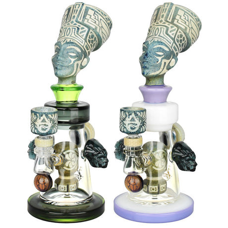 Pulsar Hieroglyph Ramses Water Pipes with intricate designs, 10-inch height, 14mm female joint - Front View