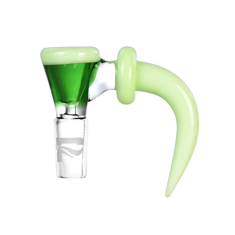 Pulsar Horn of the Gods 14mm Male Herb Slide in Green Borosilicate Glass, Front View