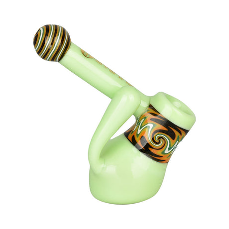 Pulsar Hypnotic Haze Bubbler Pipe with Wig Wag Swirl Design on White Background
