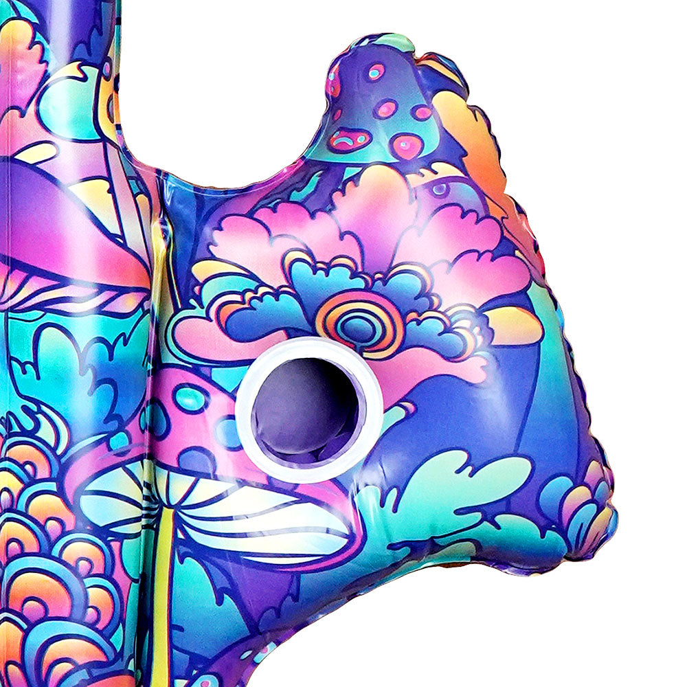Pulsar Neon Shrooms Inflatable Water Pipe Pool Float, 6ft Vinyl, Close-up View