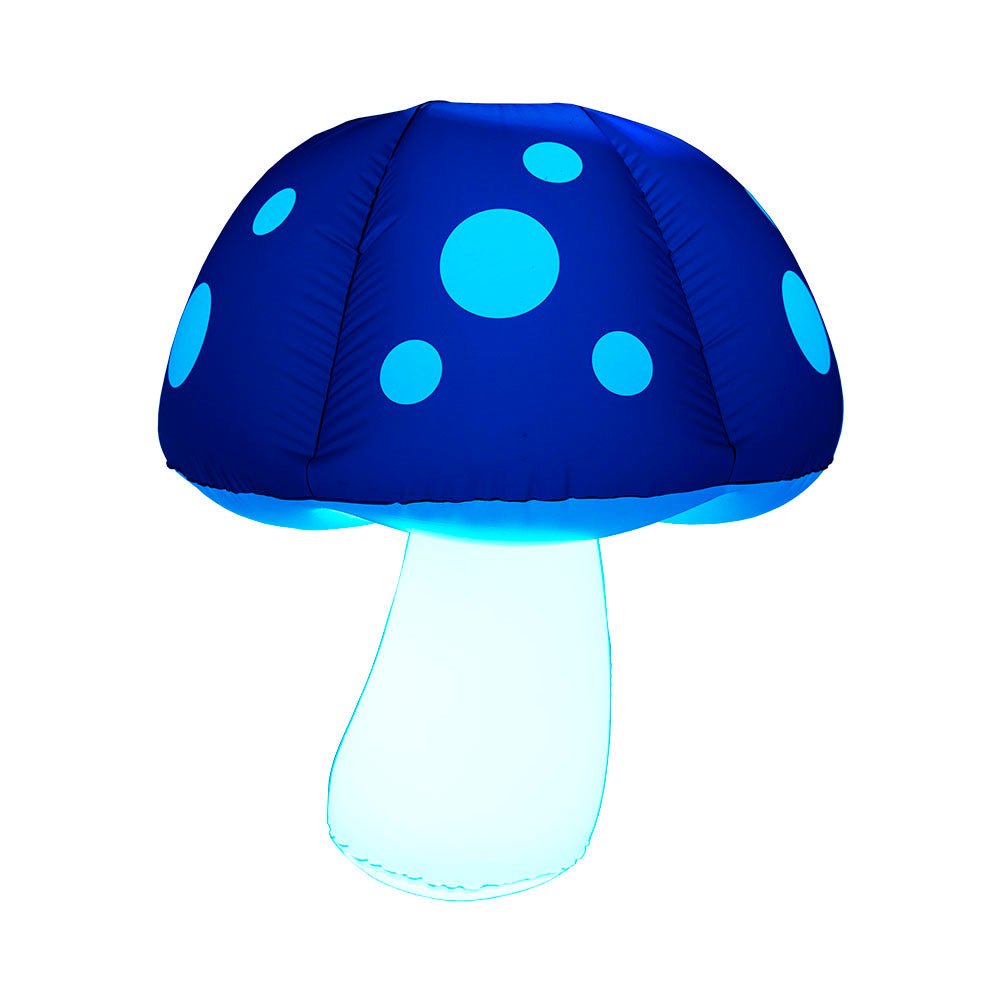 Pulsar Inflatashroom with LED light, blue novelty inflatable mushroom, front view on white background