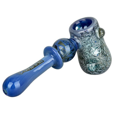 Pulsar Glass Hammer Bubbler with Melting Shrooms Design, 5.25" Side View