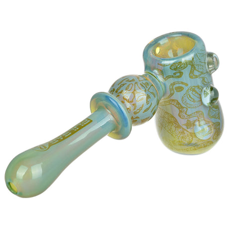Pulsar Glass Hammer Bubbler with Octopus Inside Print, 5.25" Borosilicate, Side View