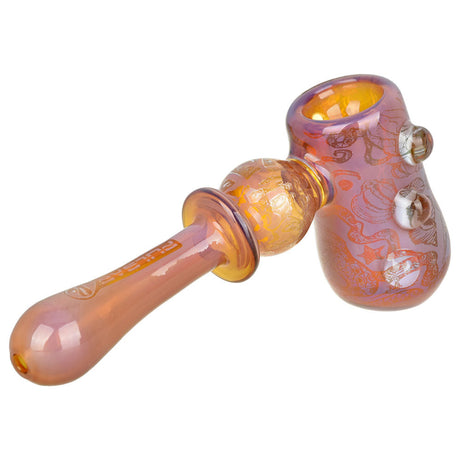 Pulsar Glass Hammer Bubbler with Octopus Design, 5.25" Side View on White Background