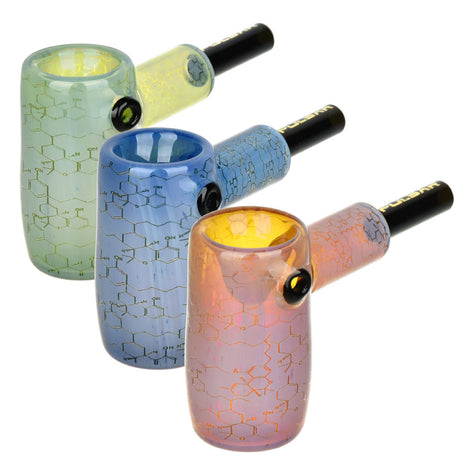Pulsar Glass Mini Hammer Bubblers with THC Blueprint Design in Various Colors