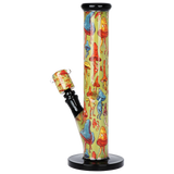 Pulsar Inside Print Straight Tube Glass Water Pipe | Dancing Shrooms | 11.25" | 14mm F