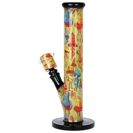 Pulsar Inside Print Straight Tube Glass Water Pipe | Dancing Shrooms | 11.25" | 14mm F