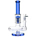 Pulsar Jellyfish Inline Perc Water Pipe in Blue, 11" Tall, with 14mm Female Joint, Front View