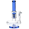 Pulsar Jellyfish Inline Perc Water Pipe in Blue, 11" Tall, with 14mm Female Joint, Front View