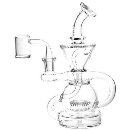 Pulsar Kicked Back Recycler Rig, 7.5" tall, clear borosilicate glass, front view on white background