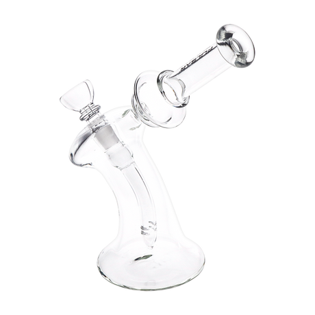 Pulsar Kicked Back glass water pipe with an angled mouthpiece and a fixed perforated downstem