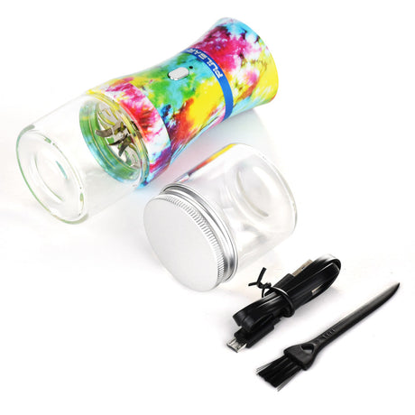 Pulsar King Kut Electric Herb Grinder in Black and Clear with USB Charger and Cleaning Tool