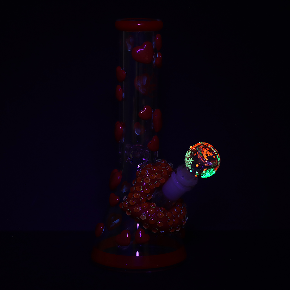Pulsar Kiss My Lips Glow in the Dark Beaker Glass Water Pipe | 9.75" | 14mm F