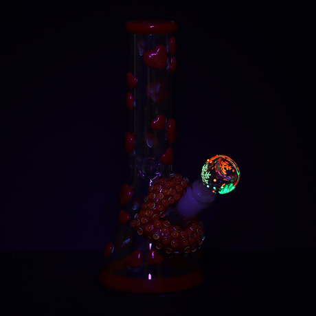 Pulsar Kiss My Lips Glow in the Dark Beaker Glass Water Pipe | 9.75" | 14mm F
