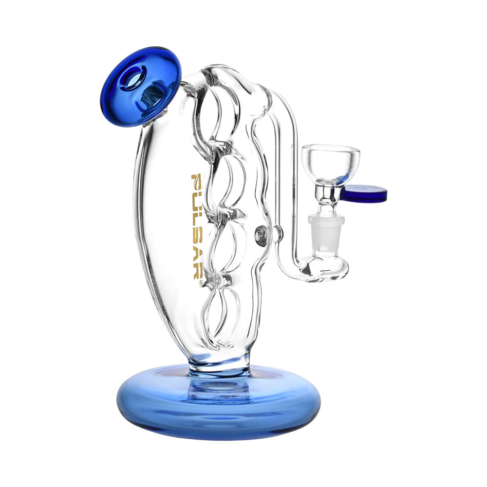 Pulsar Knuckle Bubbler Pro Water Pipe, 6.25" tall with 10mm female joint, Borosilicate Glass, front view