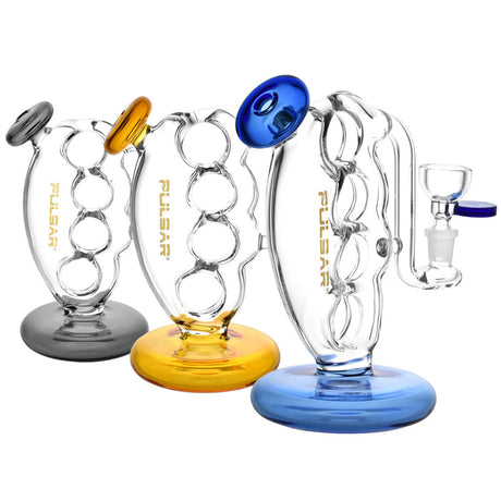 Pulsar Knuckle Bubbler Pro Water Pipes in various colors with ergonomic grip and deep bowl