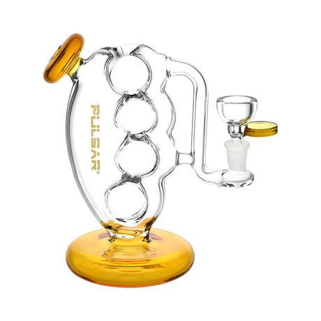 Pulsar Knuckle Bubbler Pro Water Pipe in Yellow, 6.25" with Borosilicate Glass, Front View