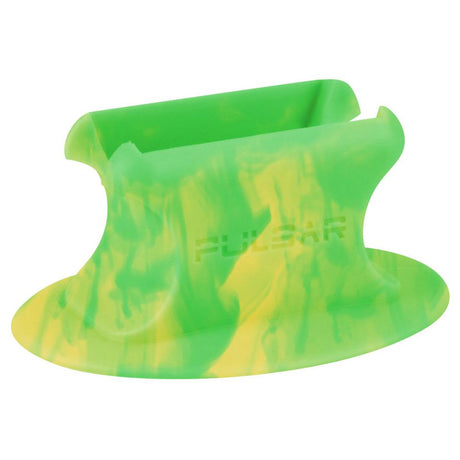 Pulsar Knuckle Bubbler Stand in Green Yellow, Silicone Material, Compact Size 3.3" x 2.3", Front View