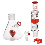 Pulsar Love Heart Beat Stackable Glycerin Beaker Glass Water Pipe | 14" | 19mm F