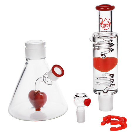 Pulsar Love Heart Beat Stackable Glycerin Beaker Glass Water Pipe | 14" | 19mm F