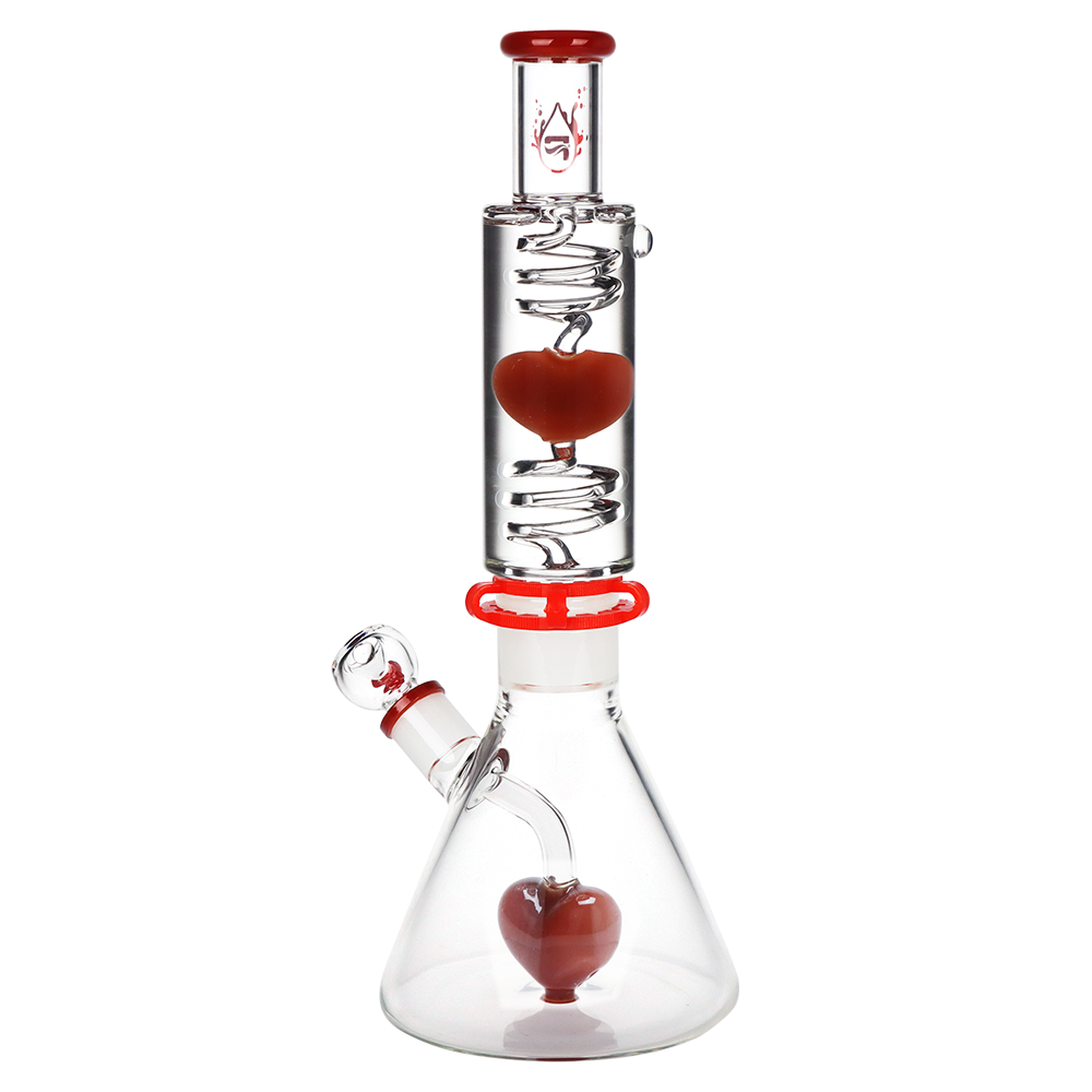 Pulsar Love Heart Beat Stackable Glycerin Beaker Glass Water Pipe | 14" | 19mm F