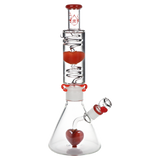 Pulsar Love Heart Beat Stackable Glycerin Beaker Glass Water Pipe | 14" | 19mm F