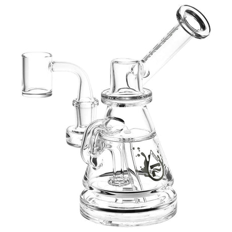 Pulsar Magic Potion Recycler Rig, 6.5" Tall, 14mm Female Joint, Clear Borosilicate Glass, Angled View