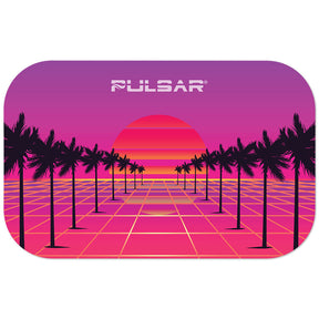 Pulsar Magnetic 3D Rolling Tray Lid with vibrant 84 Sunset design, 11"x7" size, top view
