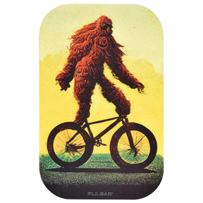 Pulsar Magnetic Rolling Tray Lid with Bigfoot on Bike Graphic, 11"x7", Medium Size