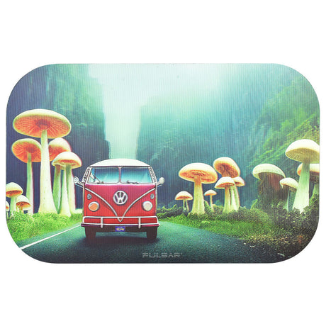 Pulsar Magnetic 3D Rolling Tray Lid with Camper Van and Mushrooms Design, 11"x7", Easy Grip