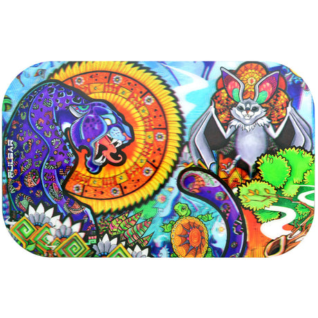 Pulsar Psychedelic Jungle Magnetic 3D Rolling Tray Lid, 11"x7", vibrant colors, top view