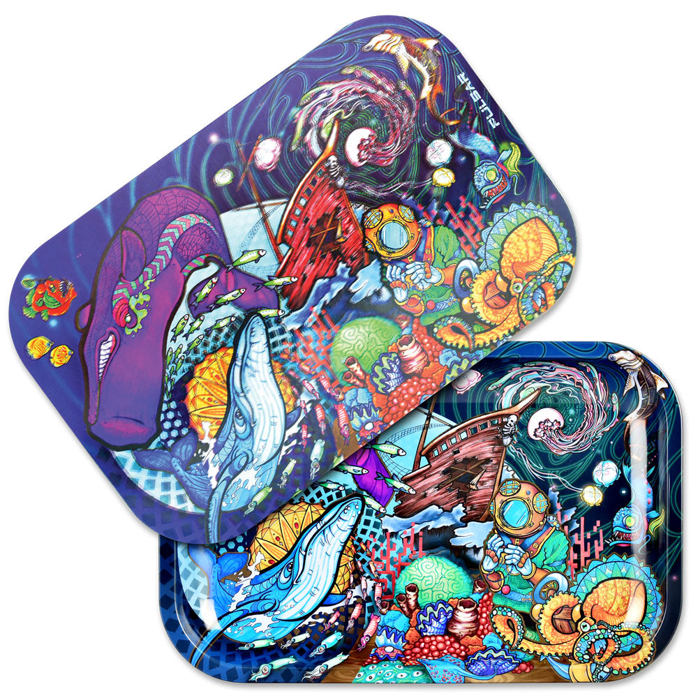 Pulsar Metal Rolling Tray & 3D Lid | Psychedelic Ocean