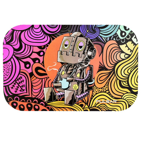 Pulsar Dopebot Magnetic Rolling Tray Lid, 11"x7", with colorful robot design, top view