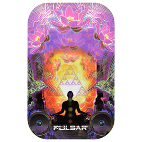Pulsar Magnetic Rolling Tray Lid with Sound of Silence design, 11"x7", vibrant colors, front view