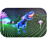 Pulsar 80s T-Rex Magnetic Rolling Tray Lid, 11"x7", vibrant retro design, top view