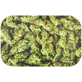 Pulsar Magnetic Rolling Tray Lid with Big Budz design, 11"x7" size, top view on white background