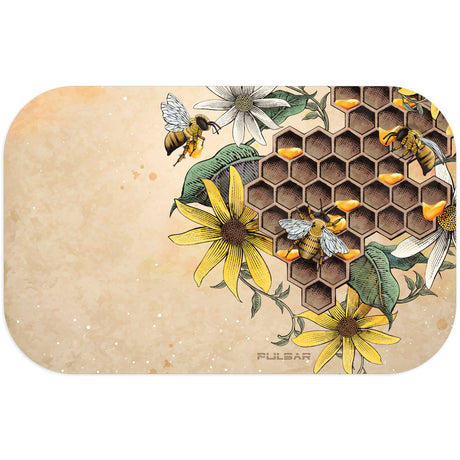Pulsar Busy Bee Magnetic Rolling Tray Lid, 11"x7" with vibrant bee and flower design, top view