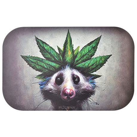 Pulsar Opotsum Magnetic Rolling Tray Lid, 11"x7" with Artistic Opossum and Cannabis Leaf Design