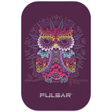 Pulsar Magnetic Rolling Tray Lid with Owl Mandala Design, 11"x7", Top View