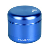Pulsar Matte Grinder in Blue - 4 Piece Aluminum with Compact Design, Front View on White Background