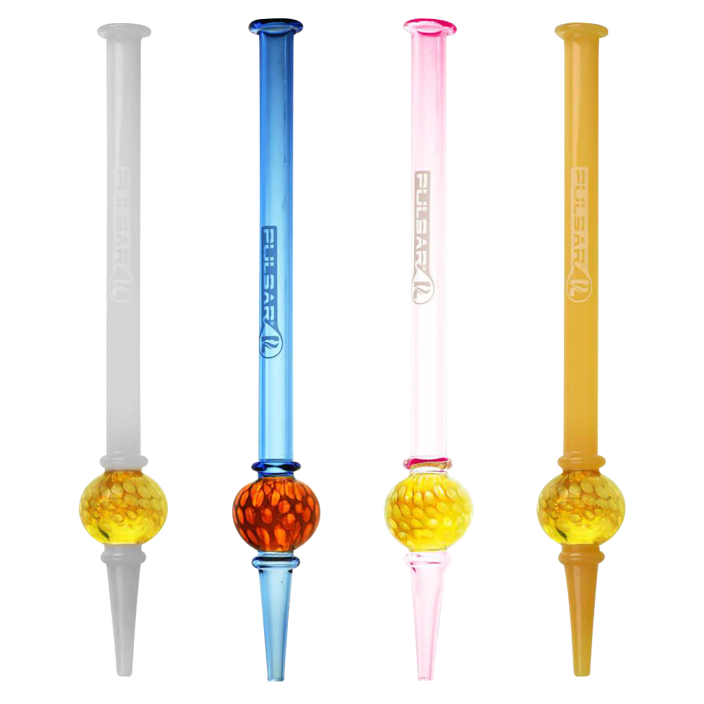Pulsar Melting Bubble Dab Straws in assorted colors with honeycomb percolator, front view