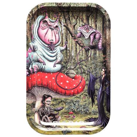 Pulsar Metal Rolling Tray 'Malice in Wonderland' design, 11"x7", with vibrant assorted colors