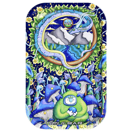 Pulsar Metal Rolling Tray with Psychedelic Nature Artwork, 11"x7", Perfect for Herb Rolling