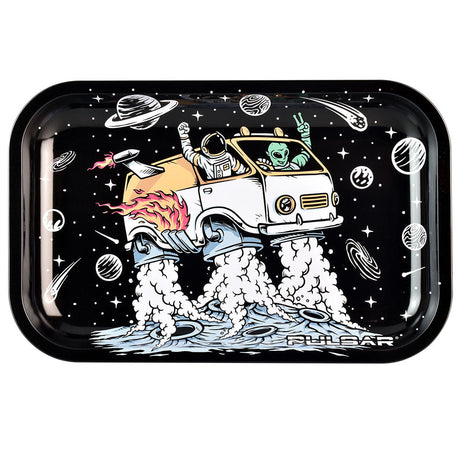 Pulsar Metal Rolling Tray with Space Van Design, 11"x7", Ideal for Rolling Accessories