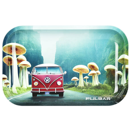 Pulsar Metal Rolling Tray with Camper Van and Mushrooms Design, 11"x7", Durable Medium Size