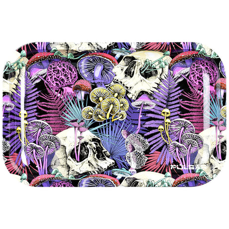 Pulsar Metal Rolling Tray - Forgotten Trip design with vibrant psychedelic skull and mushroom graphics