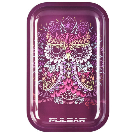 Pulsar Metal Rolling Tray with Owl Mandala Design, 11"x7", Durable with Smooth Surface