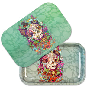 Pulsar Metal Rolling Tray with 3D Courtney Hannen Mrow Artwork, 11"x7", Top View